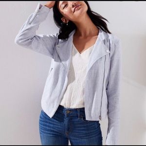 LOFT Full Zip Linen Moto Jacket- XS. NEW